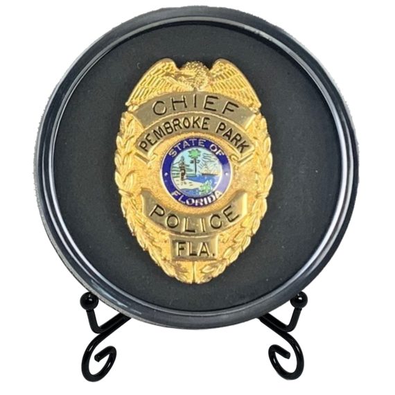 badge display case with stand