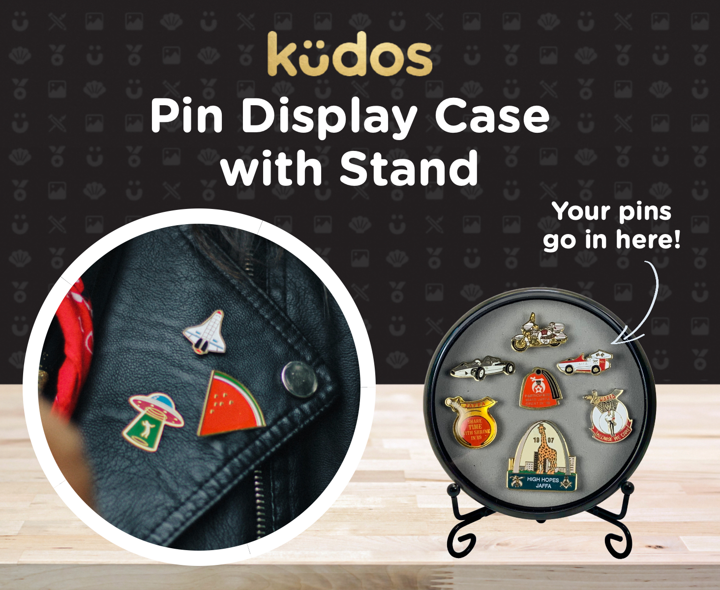 Pin Display Case with Stand, Kudos